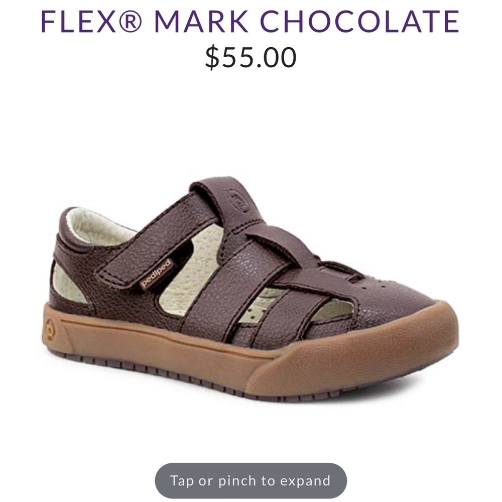 PEDIPED FLEX® MARK CHOCOLATE‎ BROWN LEATHER SANDALS.Size 9-9.5 TODDLER BOY